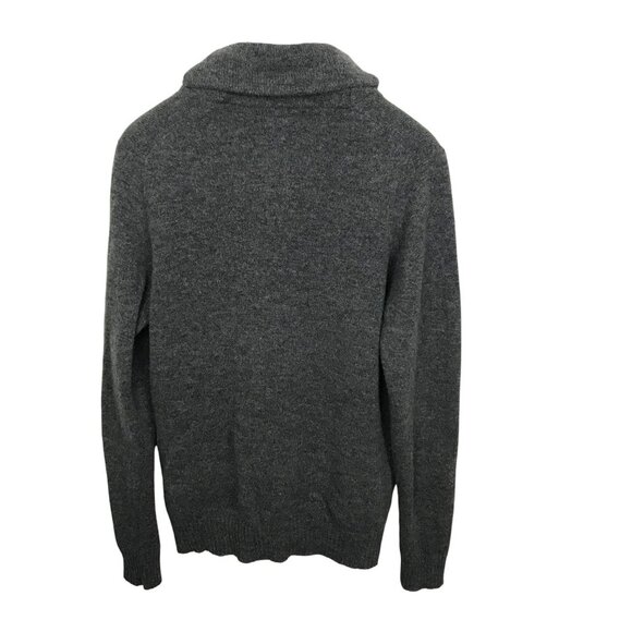 Psycho Bunny Shawl Neck Gray 100% Wool Cardigan Size M - Picture 6 of 8